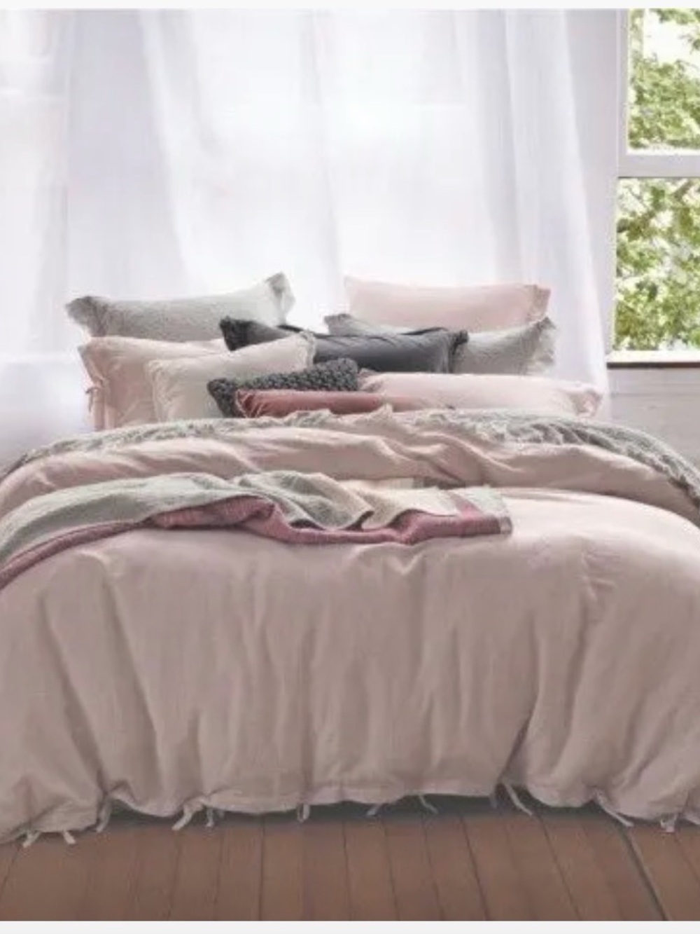 Soft Pink Linen Blend Queen Duvet Treasure & Bond (Nordstrom) No Shams